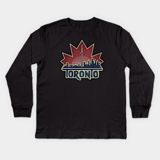 Toronto Skyline - Maple Leaf Kids Long Sleeve T-Shirt